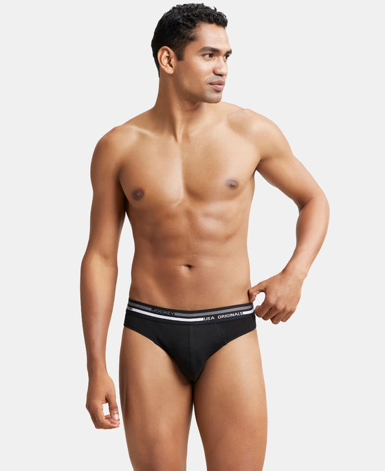 Super Combed Cotton Solid Brief with Ultrasoft Waistband - Black-7