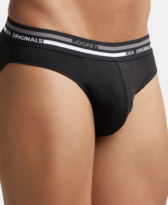 Super Combed Cotton Solid Brief with Ultrasoft Waistband - Black (Pack of 2)