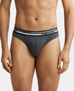 Super Combed Cotton Solid Brief with Ultrasoft Waistband - Black Melange-1