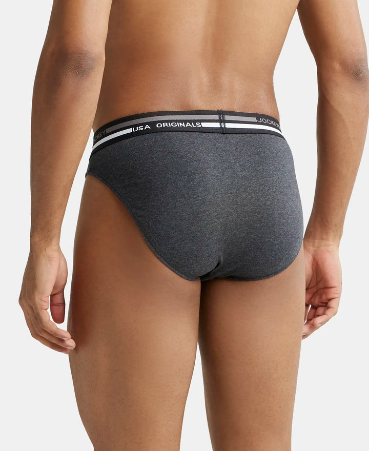 Super Combed Cotton Solid Brief with Ultrasoft Waistband - Black Melange-3