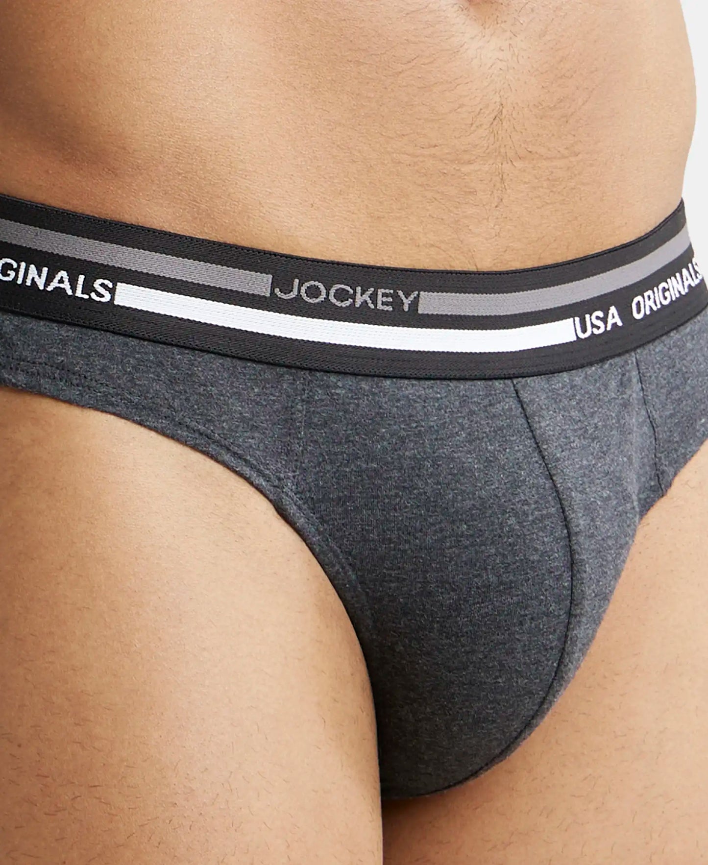 Super Combed Cotton Solid Brief with Ultrasoft Waistband - Black Melange-6