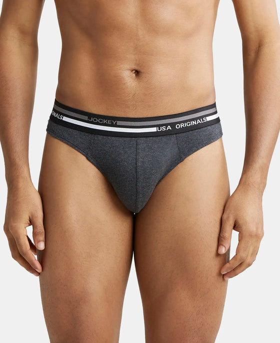 Super Combed Cotton Solid Brief with Ultrasoft Waistband - Black Melange-2