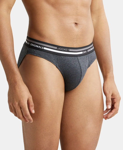 Super Combed Cotton Solid Brief with Ultrasoft Waistband - Black Melange-3