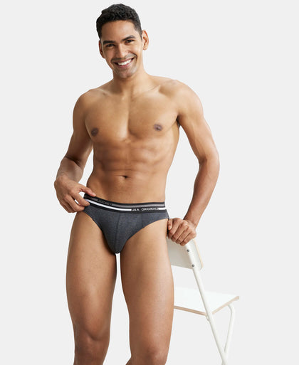 Super Combed Cotton Solid Brief with Ultrasoft Waistband - Black Melange-6