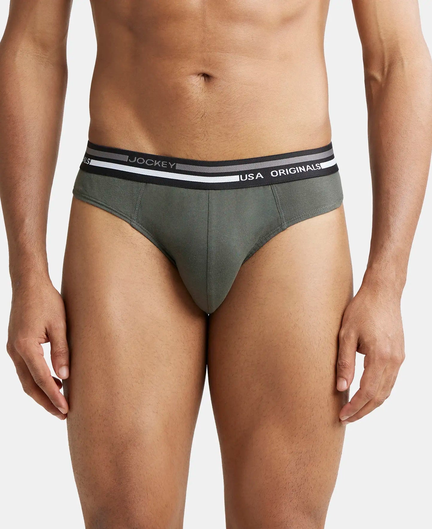 Super Combed Cotton Solid Brief with Ultrasoft Waistband - Deep Olive-1