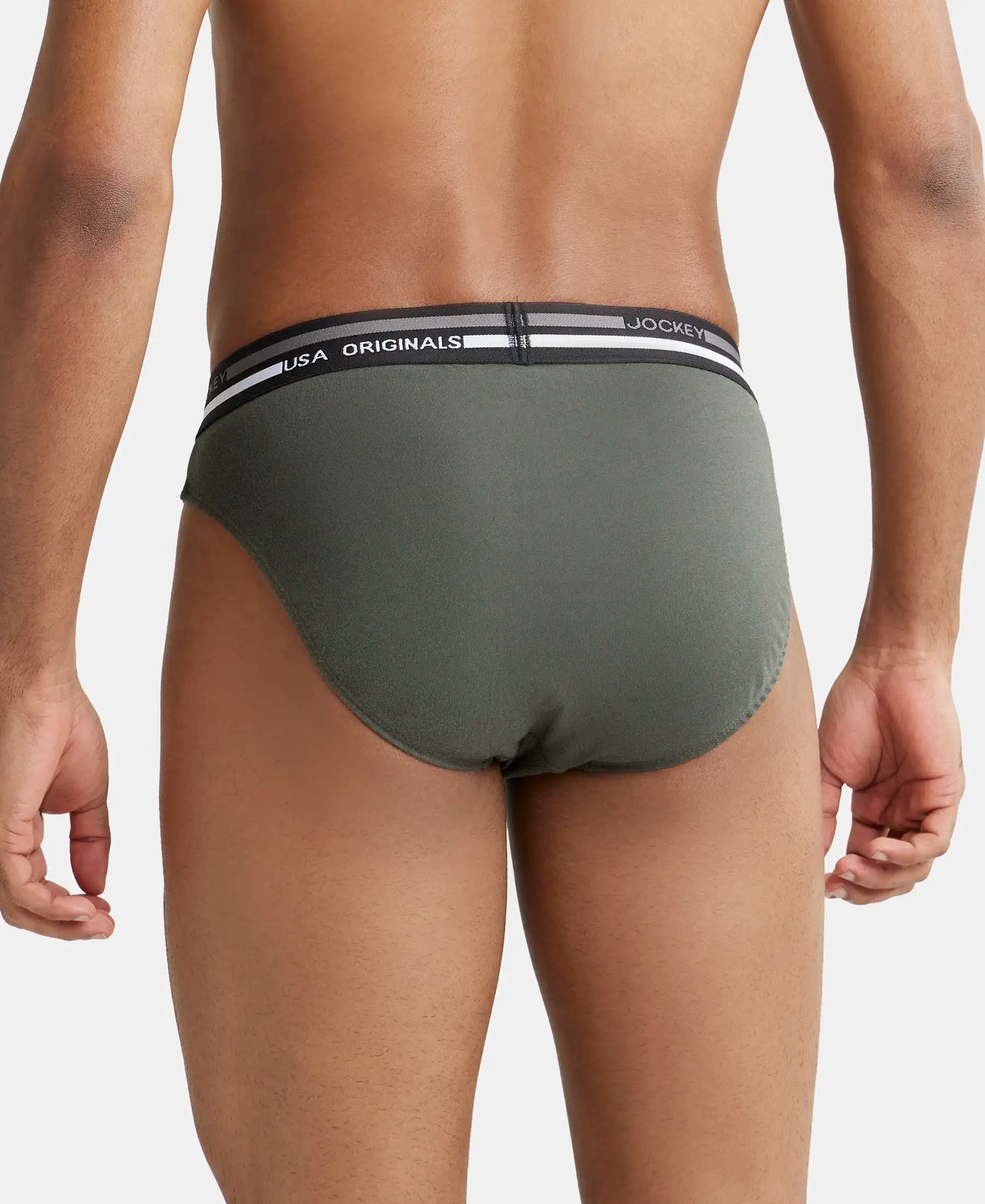 Super Combed Cotton Solid Brief with Ultrasoft Waistband - Deep Olive-3