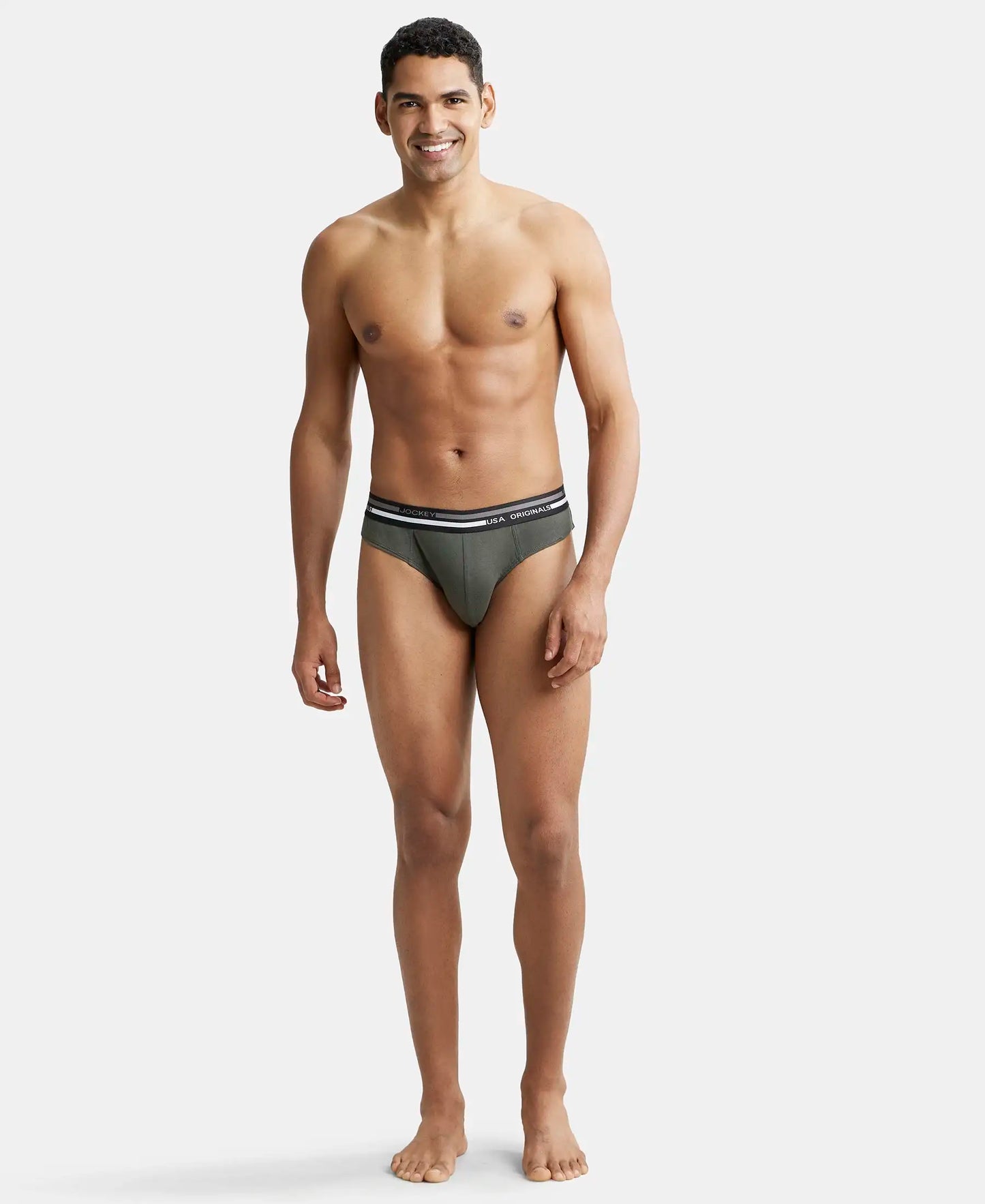 Super Combed Cotton Solid Brief with Ultrasoft Waistband - Deep Olive-4