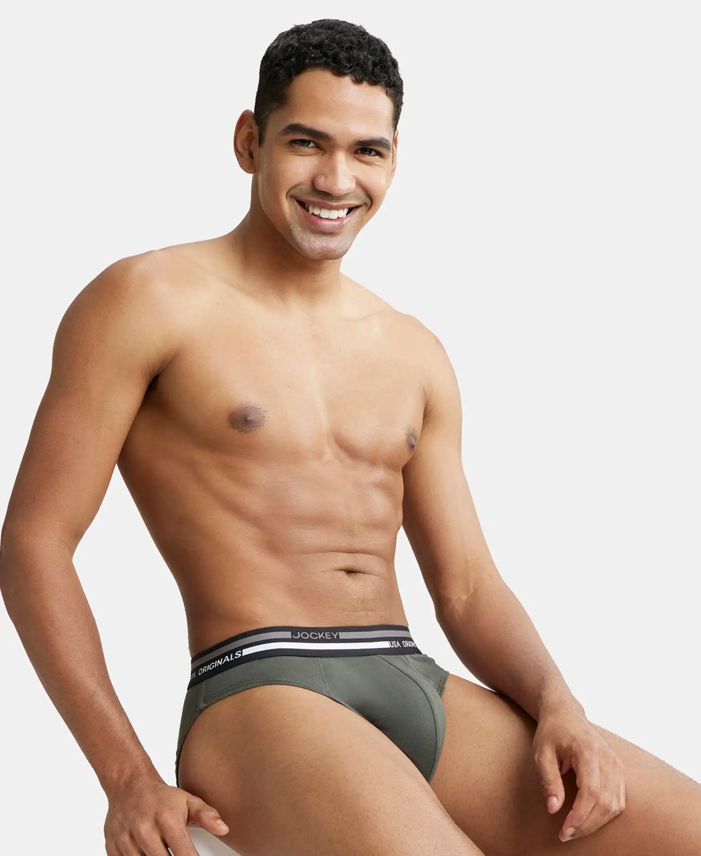 Super Combed Cotton Solid Brief with Ultrasoft Waistband - Deep Olive-5