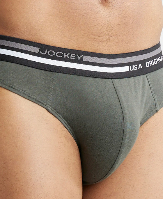 Super Combed Cotton Solid Brief with Ultrasoft Waistband - Deep Olive-6