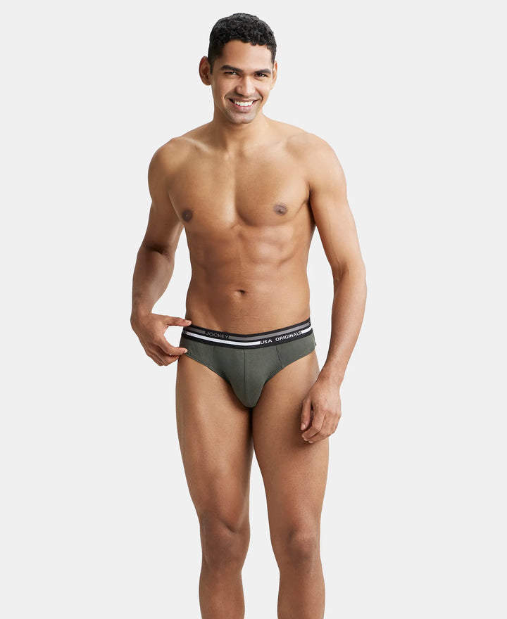 Super Combed Cotton Solid Brief with Ultrasoft Waistband - Deep Olive-7