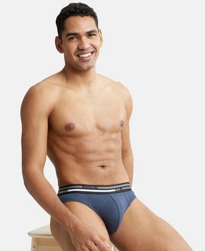 Super Combed Cotton Solid Brief with Ultrasoft Waistband - Graphite-5