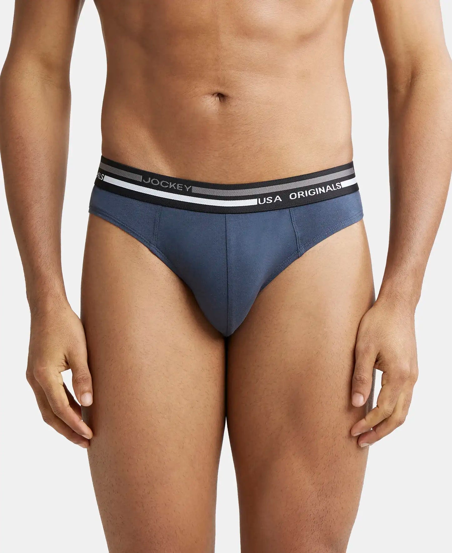Super Combed Cotton Solid Brief with Ultrasoft Waistband - Graphite-2