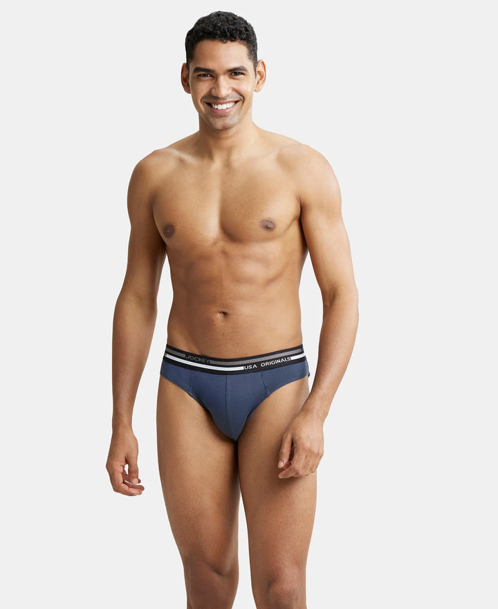 Super Combed Cotton Solid Brief with Ultrasoft Waistband - Graphite-7
