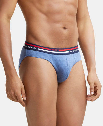 Super Combed Cotton Solid Brief with Ultrasoft Waistband - Light Denim Melange-2