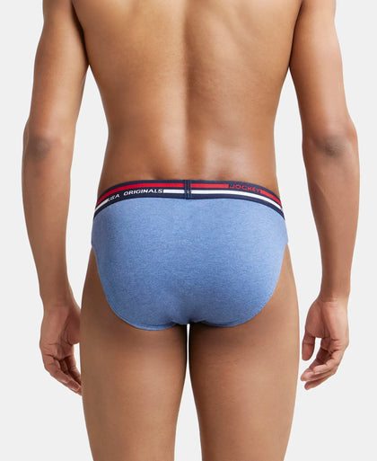 Super Combed Cotton Solid Brief with Ultrasoft Waistband - Light Denim Melange-3