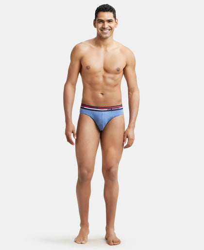 Super Combed Cotton Solid Brief with Ultrasoft Waistband - Light Denim Melange-4