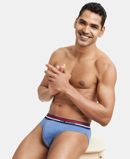 Super Combed Cotton Solid Brief with Ultrasoft Waistband - Light Denim Melange-5