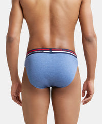 Super Combed Cotton Solid Brief with Ultrasoft Waistband - Light Denim Melange-4