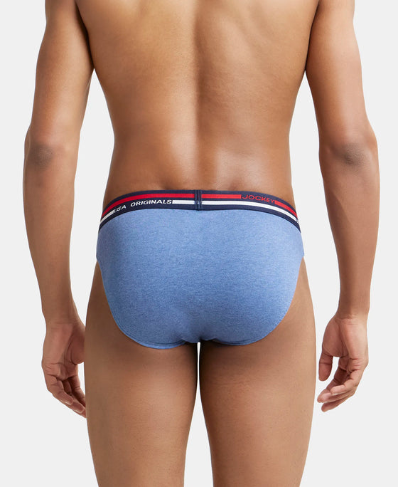 Super Combed Cotton Solid Brief with Ultrasoft Waistband - Light Denim Melange-4