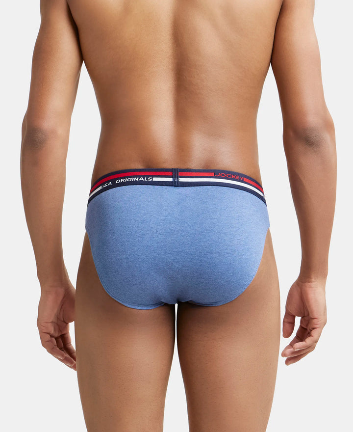 Super Combed Cotton Solid Brief with Ultrasoft Waistband - Light Denim Melange-4