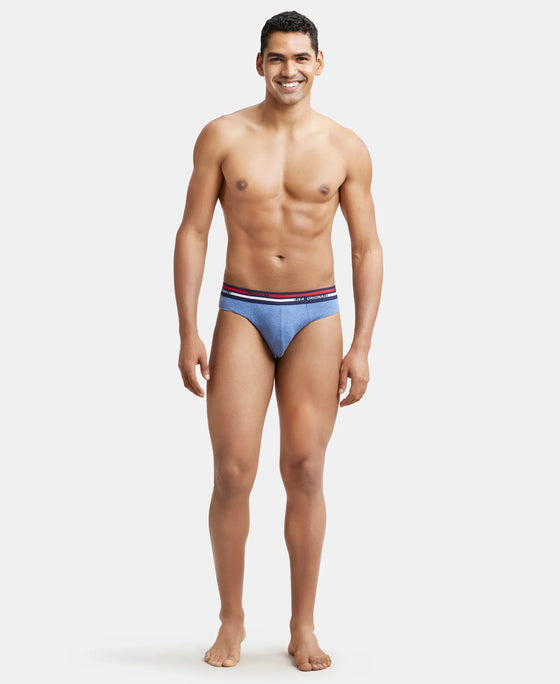 Super Combed Cotton Solid Brief with Ultrasoft Waistband - Light Denim Melange-5