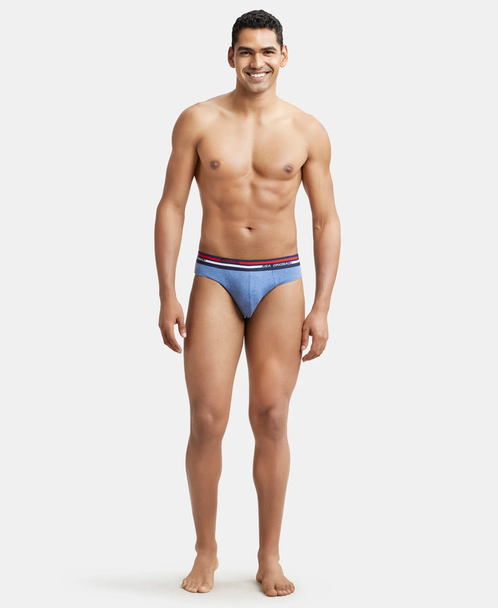 Super Combed Cotton Solid Brief with Ultrasoft Waistband - Light Denim Melange-5