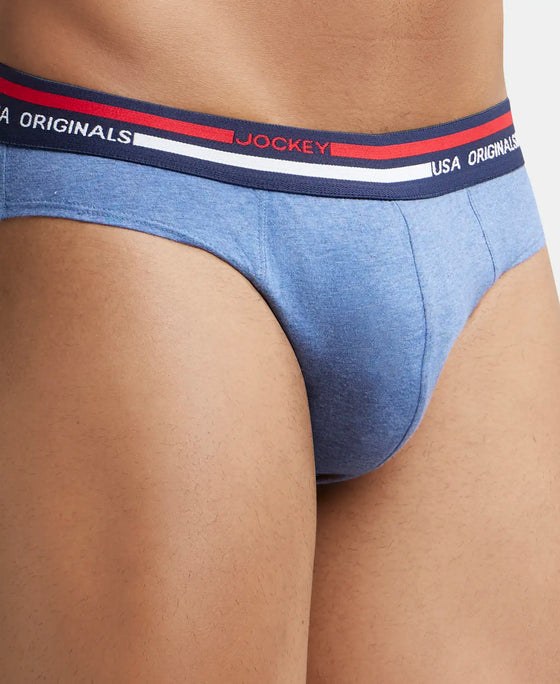 Super Combed Cotton Solid Brief with Ultrasoft Waistband - Light Denim Melange (Pack of 2)