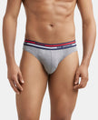 Super Combed Cotton Solid Brief with Ultrasoft Waistband - Mid Grey Melange-1