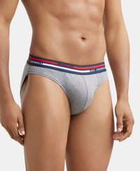 Super Combed Cotton Solid Brief with Ultrasoft Waistband - Mid Grey Melange-2