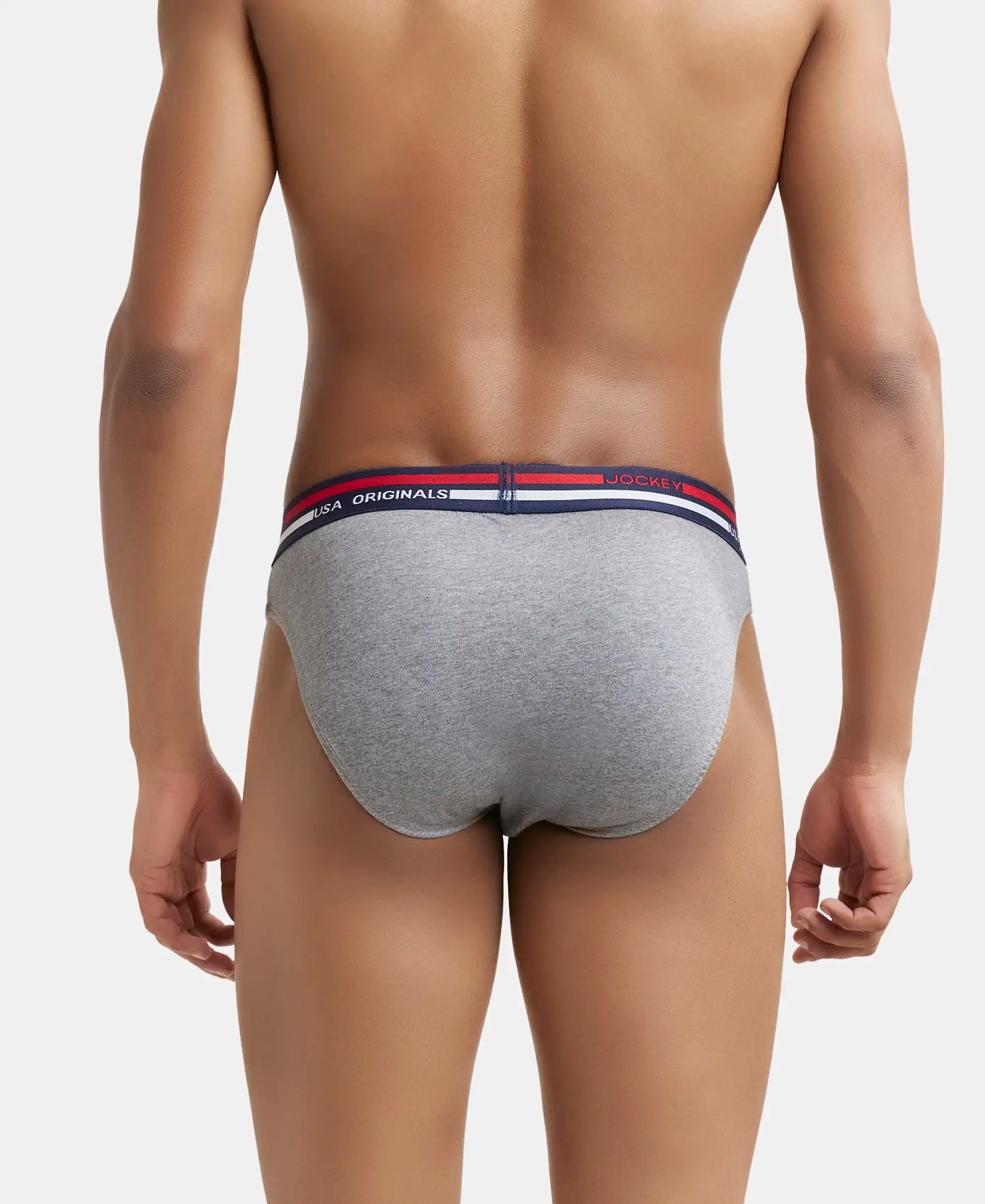 Super Combed Cotton Solid Brief with Ultrasoft Waistband - Mid Grey Melange-3