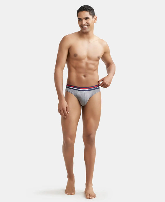 Super Combed Cotton Solid Brief with Ultrasoft Waistband - Mid Grey Melange-4