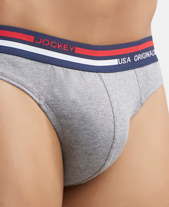 Super Combed Cotton Solid Brief with Ultrasoft Waistband - Mid Grey Melange-6