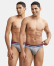 Super Combed Cotton Solid Brief with Ultrasoft Waistband - Mid Grey Melange-1