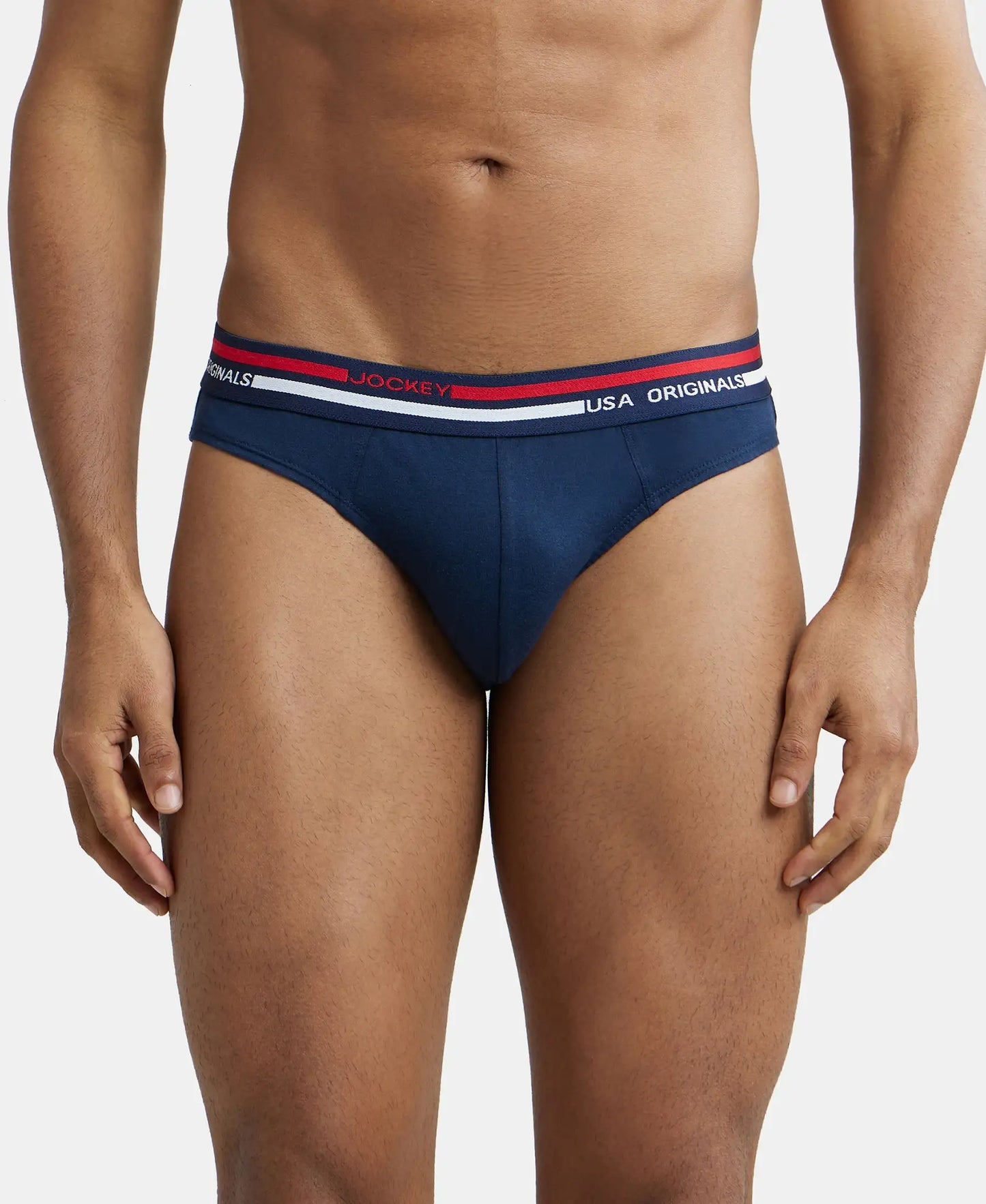 Super Combed Cotton Solid Brief with Ultrasoft Waistband - Navy-2