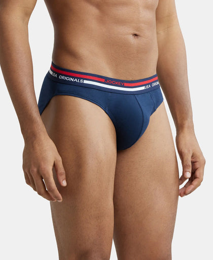 Super Combed Cotton Solid Brief with Ultrasoft Waistband - Navy-3