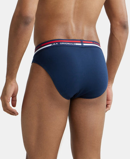 Super Combed Cotton Solid Brief with Ultrasoft Waistband - Navy-4