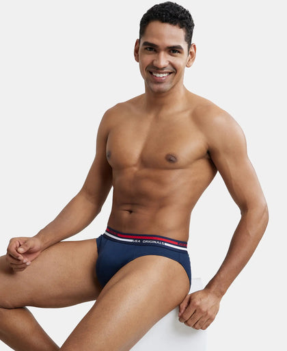 Super Combed Cotton Solid Brief with Ultrasoft Waistband - Navy-6