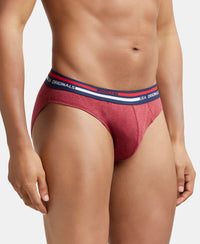 Super Combed Cotton Solid Brief with Ultrasoft Waistband - Red Melange-2