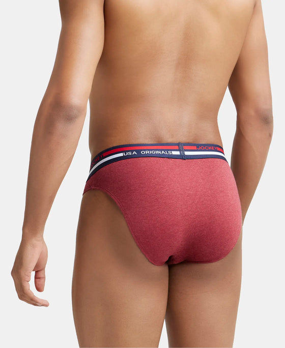 Super Combed Cotton Solid Brief with Ultrasoft Waistband - Red Melange-3