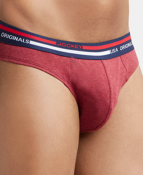 Super Combed Cotton Solid Brief with Ultrasoft Waistband - Red Melange-6