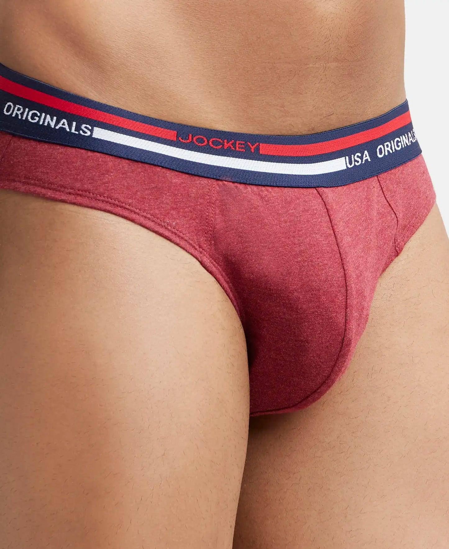 Super Combed Cotton Solid Brief with Ultrasoft Waistband - Red Melange (Pack of 2)