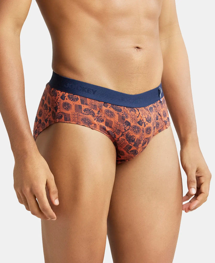 Super Combed Cotton Printed Brief with Ultrasoft Waistband - Autumn Glaze-2