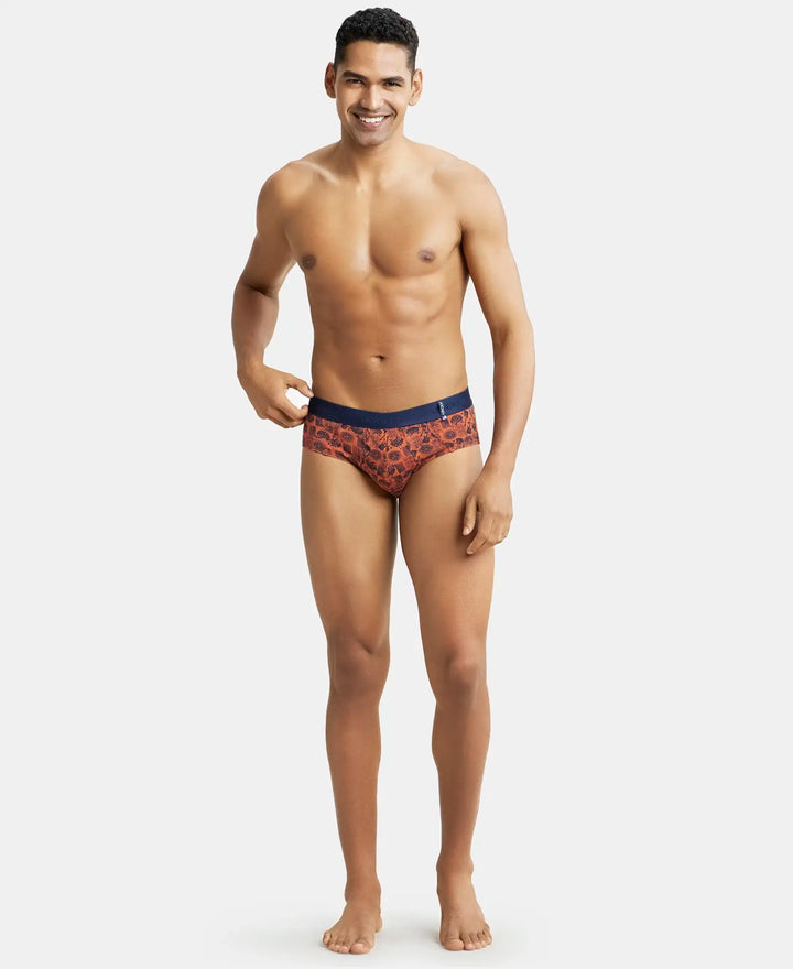 Super Combed Cotton Printed Brief with Ultrasoft Waistband - Autumn Glaze-4