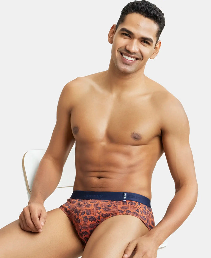 Super Combed Cotton Printed Brief with Ultrasoft Waistband - Autumn Glaze-5