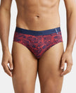 Super Combed Cotton Printed Brief with Ultrasoft Waistband - Brick Red-2