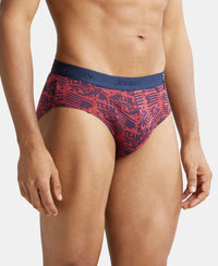 Super Combed Cotton Printed Brief with Ultrasoft Waistband - Brick Red-3