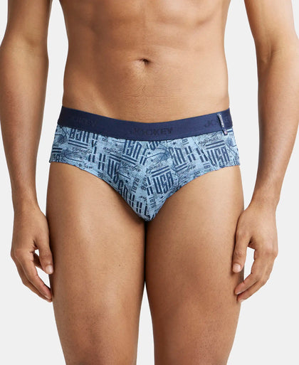Super Combed Cotton Printed Brief with Ultrasoft Waistband - Dusk Blue-1