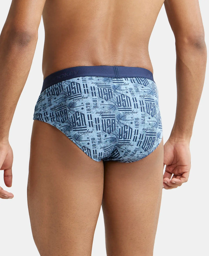 Super Combed Cotton Printed Brief with Ultrasoft Waistband - Dusk Blue-3