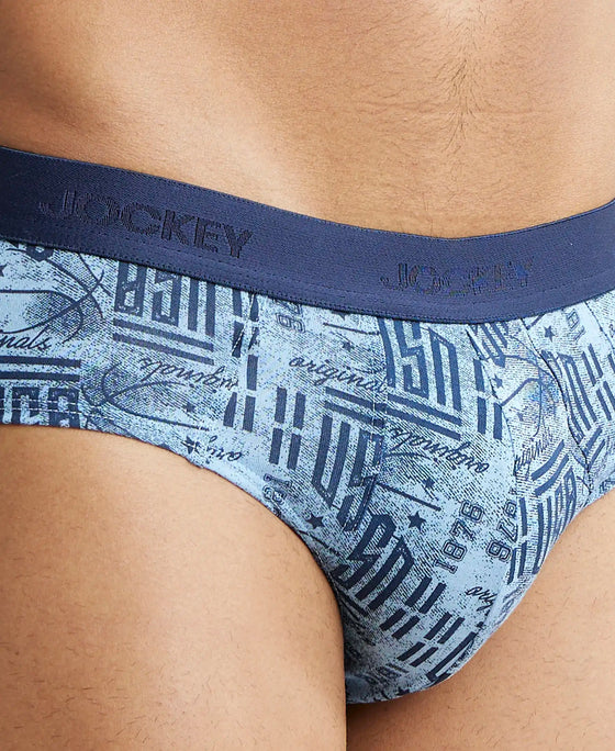 Super Combed Cotton Printed Brief with Ultrasoft Waistband - Dusk Blue-6