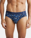 Super Combed Cotton Printed Brief with Ultrasoft Waistband - Navy-1